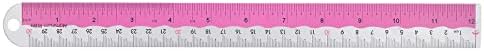 HARFINGTON Straight Ruler 12 Inch Metric English System Aluminum Alloy Ruler with Small Hole Measuring Tool for Children Study Classroom Office, Hot Pink
