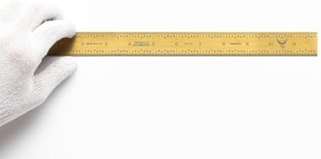PEC Tools 12"/300mm TiN Coated Metal Ruler, Rigid, English & Metric