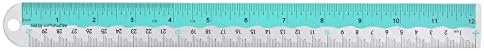 HARFINGTON Straight Ruler 12 Inch Metric English System Aluminum Alloy Ruler with Small Hole Measuring Tool for Children Study Classroom Office, Electric Blue