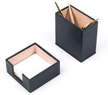 Luna Minimalist Leather Desk Set – 4 Piece Desk Organizer with Desk Pad, Pen Holder, Note Holder & Coaster – Compact Office Desk Accessories – Multiple Colors (Green)