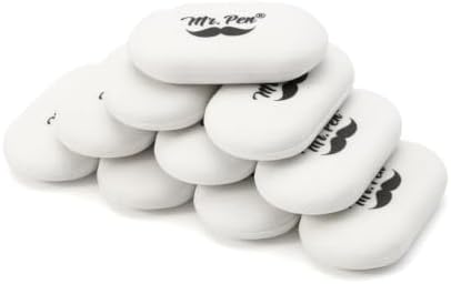 Mr. Pen- White Oval Pencil Erasers, 10 Pack, 1" x 2", Soft Rubber White Pencil Erasers for School, Office, Art Sketching, Homework, Exams, Clean Smudge-Free Correction