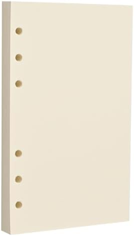 Beige A6 6-Hole Blank Loose Leaf Refill Paper-Fits A6 6-Ring Binder, 100GSM Thick No Bleed-through Sheets, Double Sided Writing for Fountain Pen & Gel Pen