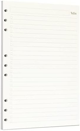 Zelten 1 Pack B5 45 Sheets/90 Pages Todo Loose Leaf Punched Paper Refills Paper for 9 Hole Binder Personal Organizer Diary Notebook Refillable Planner