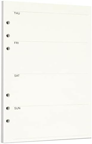 Zelten 1 Pack A5 45 Sheets/90 Pages Weekly Planner Loose Leaf Punched Paper Refills Paper for 6 Hole Binder Personal Organizer Diary Notebook Refillable Planner