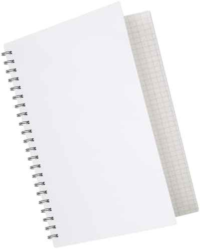 Dunzoom 1 Pack Graph Paper Spiral Notepad A5 & A4 Grid Notebooks Steno Pad Memo Notebook, 160 Pages for Writing Sketching Office, Transparent Plastic Hardcover (Grid Paper,A5)