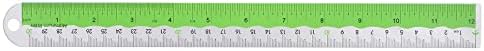 HARFINGTON Straight Ruler 12 Inch Metric English System Aluminum Alloy Ruler with Small Hole Measuring Tool for Children Study Classroom Office, Green