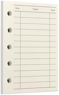 Zelten 1 Pack A8 40 Sheets/80 Pages Todo List Loose Leaf Punched Paper Refills Paper for 5 Hole Binder Personal Organizer Diary Notebook Refillable Planner