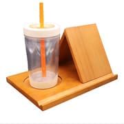 DIY Wooden Book Holder Stand with Drink Holder, Reading Rest Book Display for Desk, Bedside Gift for Book and Coffee Lovers- Original