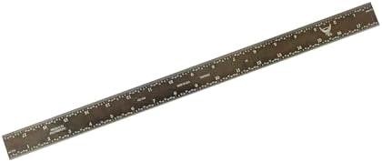 PEC Tools 18" Black Chrome Metal Ruler, Rigid, 4R Graduation, Easy to Read