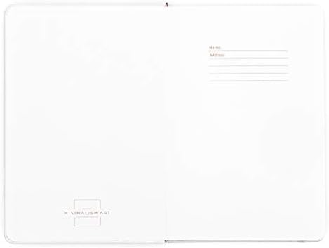 Minimalism Art, Premium Hard Cover Notebook Journal, Medium Size, A5 5.8" x 8.3", 186 Numbered Pages, Gusseted Pocket, Ribbon Bookmark, Extra Thick Ink-Proof Paper 120gsm (Dotted, White)