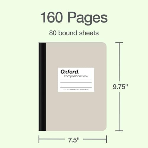 Oxford Composition Notebooks, 4 Pack, College Ruled, 80 Sheets, Earthtones