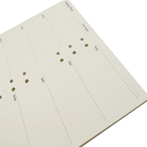 Zelten 1 Pack A5 45 Sheets/90 Pages Weekly Planner Loose Leaf Punched Paper Refills Paper for 6 Hole Binder Personal Organizer Diary Notebook Refillable Planner