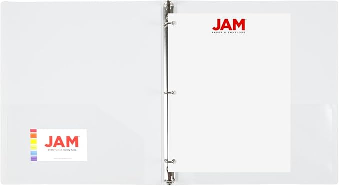 JAM PAPER Plastic 0.5 inch Binder - White 3 Ring Binder - Sold Individually