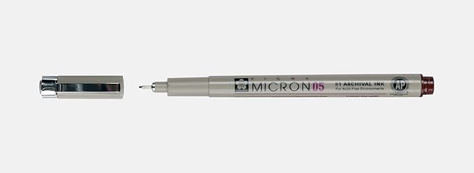 SAKURA PIGMA MICRON 05 FINELINER PEN, 0.45MM LINE WIDTH, PACK OF 2 (Sepia)