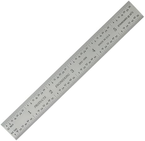 PEC Tools 6"/150mm Rigid Metal Ruler, Made in USA