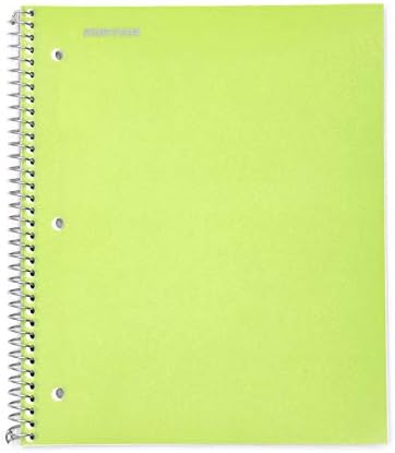 Mintra Office Durable Spiral Notebooks, 1 Subject, (Green, Wide Ruled 12pk), 100 Sheets, Poly Pocket, Moisture Resistant Cover, School, Office, Business, Professional