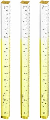 HARFINGTON 3pcs Acrylic Clear Straight Rulers 15cm Metric Transparent Gradient Three-Dimensional Plastic Ruler Square Cube Measuring Tool for Classroom Office, Yellow