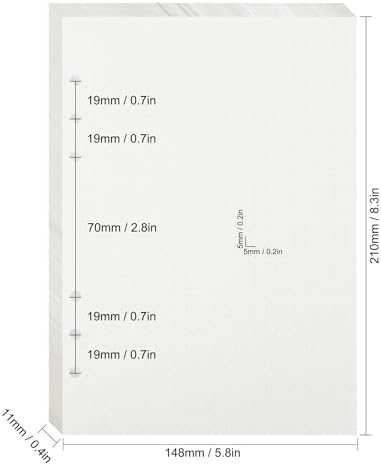 A5 Dotted Refill Paper, 120GSM Thick Paper 80 Sheets 6 Hole Punched Filler