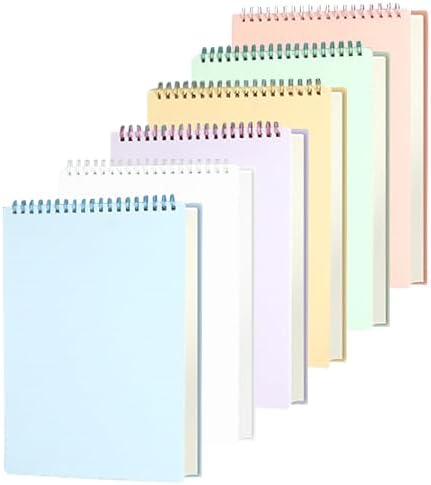 6pcs Steno Spiral Notebooks Top Bound 160 Pages Grid Steno Pads A5 Thick Plastic Covers 5.5x8.3 inch for Writing Notes in Lists,Office, Home (A5 6pcs Grid)