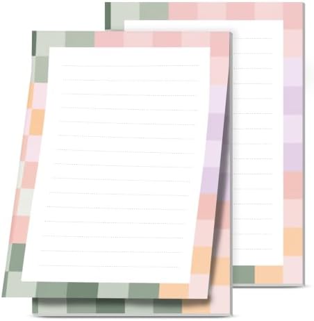 2 Pack Lined Sticky Notes 4x6 in, Cute Self-Stick Notepads with Lines, Large Memo Pads Strong Adhesive for Office, Home Colorful Funny Checkerboard