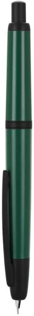 Jinhao 20 Press Fountain Pen, Dark Green Retractable Fine Nib with Ink Converter Set (Black Clip)