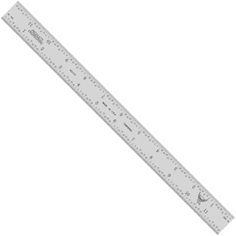 PEC Tools 12" Metal Ruler, Rigid, 4R Graduation, High Precision, Pack of 5