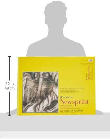 Strathmore 200 Series Tape Bound Newsprint Pad, 30 lb. Rough Paper, 18 X 24 inches, 100 Sheets (307-918)