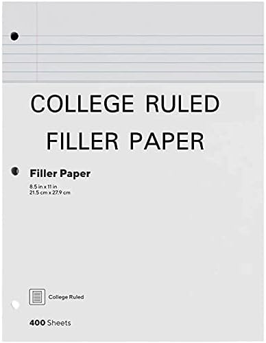 1InTheOffice Loose Leaf Paper College Ruled, Filler Paper 8 1/2" x 11", 400 Sheets (400 Sheets) (Pack of 2)