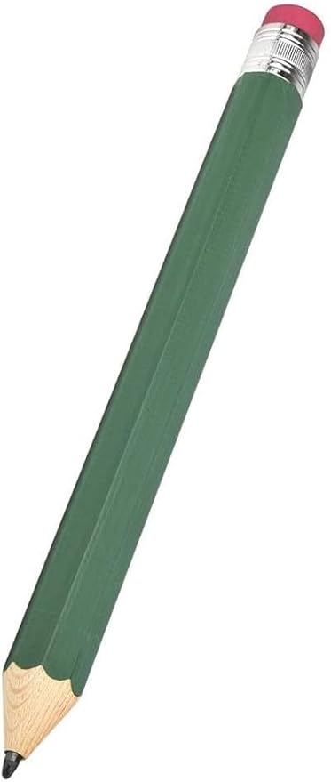 Zugar Land Giant Pencil 15" (4 Colors Available: Orange, Yellow, Blue and Green) Real Wood. Already Sharpened. Large Wooden Jumbo Pencils with Pink Top Erasers (Green (1 Pencil))