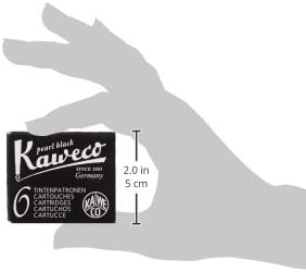 Kaweco Fountain Pen Ink Cartridges Pearl Black Pack of 6 | Premium Ink with Short Standard Cartridges in Black | Vegan Cruelty Free Water Soluble Calligraphy Lettering Writing