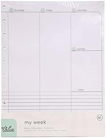 Talia Discbound Notebook Refills (Weekly Undated ORG Kit, Midsize (7.5in x 9.75in))