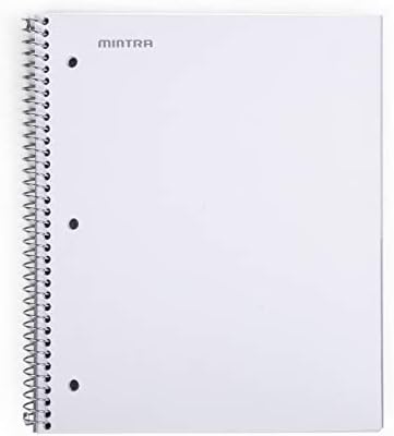 Mintra Office Durable Spiral Notebooks, 1 Subject, (White, Wide Ruled 3 Pack), 100 Sheets, Poly Pocket, Moisture Resistant Cover, Strong Chipboard back, For School, Office, Business