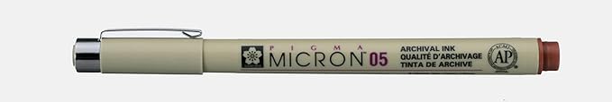 SAKURA PIGMA MICRON 05 FINELINER PEN, 0.45MM LINE WIDTH, PACK OF 2 (Brown)