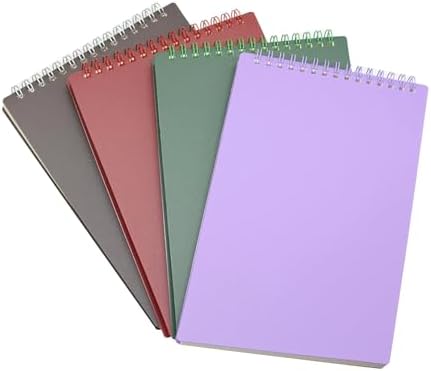 YIHUANYIFA Steno Spiral Notebooks Top Bound 80 Sheet Steno Pads Thick Plastic Covers for Writing Notes in Lists, Office, Home (A5 4Pcs Ruled Dark)