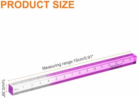 HARFINGTON 3pcs Acrylic Clear Straight Rulers 15cm Metric Transparent Gradient Three-Dimensional Plastic Ruler Square Cube Measuring Tool for Classroom Office, Purple