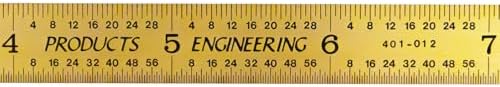 PEC Tools 6" & 12" TiN Coated Metal Ruler, Flexible, 4R Graduation, 2pcs