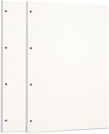 Zelten 2 Pack A4 90 Sheets/180 Pages Dotted Loose Leaf Punched Paper Refills Paper for 4 Hole Binder Personal Organizer Diary Notebook Refillable Planner