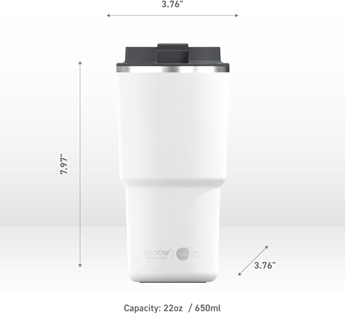 asobu 22oz Extra Large Ceramic-Lined Travel Mug with No Metal Taste-Keeps Flavors True - Double-Wall Vacuum Insulated Coffee Mug with Spill-Proof Pop-Open Lid for Hot Drinks