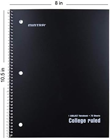 Mintra Office Spiral Notebooks, Wirebound, Journals for School, Work, Business, Aesthetic Stationery, Writing Pads, Teacher & Student Supplies (24, Solid Color-Poly Cover, College)