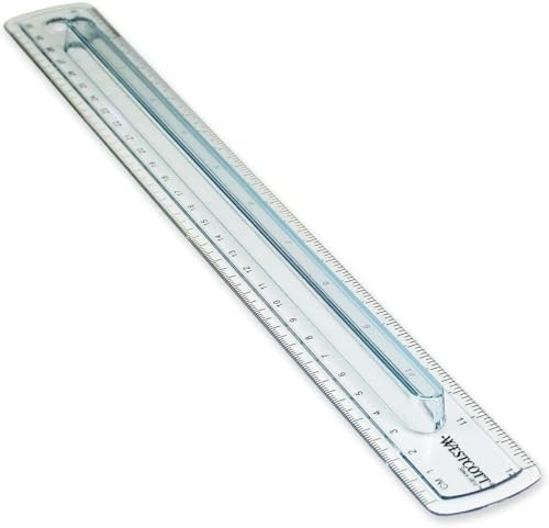 Westcott Finger Grip Ruler, Back-to-School, Smoke Gray, School Supplies, Classroom Supplies, 12-Inch