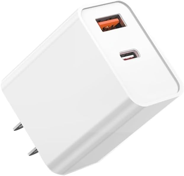 USB C Charger Block for iPhone,20W Dual Port Fast Wall Charger,USB C & USB A Power Adapter Type C Charging Brick Plug for iPhone Air/17 Pro Max/17e/16e/16 ProMax/16Plus/15/14/13/12/11,iPad Pro,AirPods