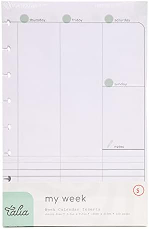 Talia Discbound Notebook Refills (Weekly Undated Layout, Junior (5.5in x 8.5in))
