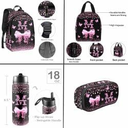 M YESCUSTOM Personalized Girls Backpack Lunch Bag Butterfly Custom Bookbag for Girls Kids Backpack Elementary Preschool School, Waterproof Daypack for Girl Travel Bag Water Bottle