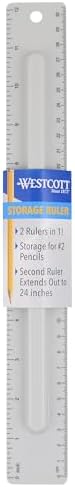 Westcott 17355 12-Inch Ruler Set with Pencil Storage, Innovative Design for Easy Measuring and Organization at School or Office, 2-Piece Set