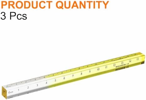 HARFINGTON 3pcs Acrylic Clear Straight Rulers 15cm Metric Transparent Gradient Three-Dimensional Plastic Ruler Square Cube Measuring Tool for Classroom Office, Yellow