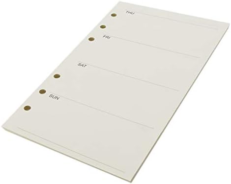 Zelten 1 Pack A5 45 Sheets/90 Pages Weekly Planner Loose Leaf Punched Paper Refills Paper for 6 Hole Binder Personal Organizer Diary Notebook Refillable Planner