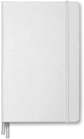 Minimalism Art, Premium Hard Cover Notebook Journal, Medium Size, A5 5.8" x 8.3", 186 Numbered Pages, Gusseted Pocket, Ribbon Bookmark, Extra Thick Ink-Proof Paper 120gsm (Dotted, White)