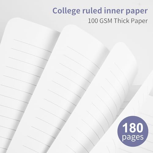 Spiral Notebook - 7.24" x 10" College Ruled Journal with Inner Pockets and 180 Pages, PU Leather Cover Business Journal, Twin-Wire Binding Notebook Perfect for Office & Home School Supplies Violet