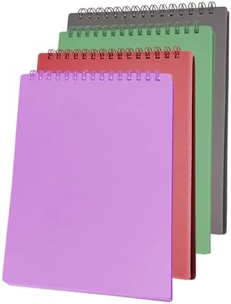 YIHUANYIFA Steno Spiral Notebooks Top Bound 80 Sheet Steno Pads Thick Plastic Covers for Writing Notes in Lists, Office, Home (A5 4Pcs Ruled Dark)