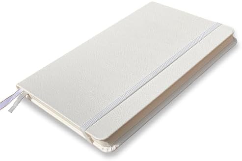 Minimalism Art, Premium Hard Cover Notebook Journal, Medium Size, A5 5.8" x 8.3", 186 Numbered Pages, Gusseted Pocket, Ribbon Bookmark, Extra Thick Ink-Proof Paper 120gsm (Dotted, White)